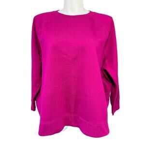Terra & Sky Womens Casual Sweatshirt Pullover Long Sleeve Round Neck Pink 4X